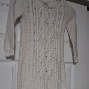 Gymboree Cream Cable Knit Dress with Rhinestone Detail